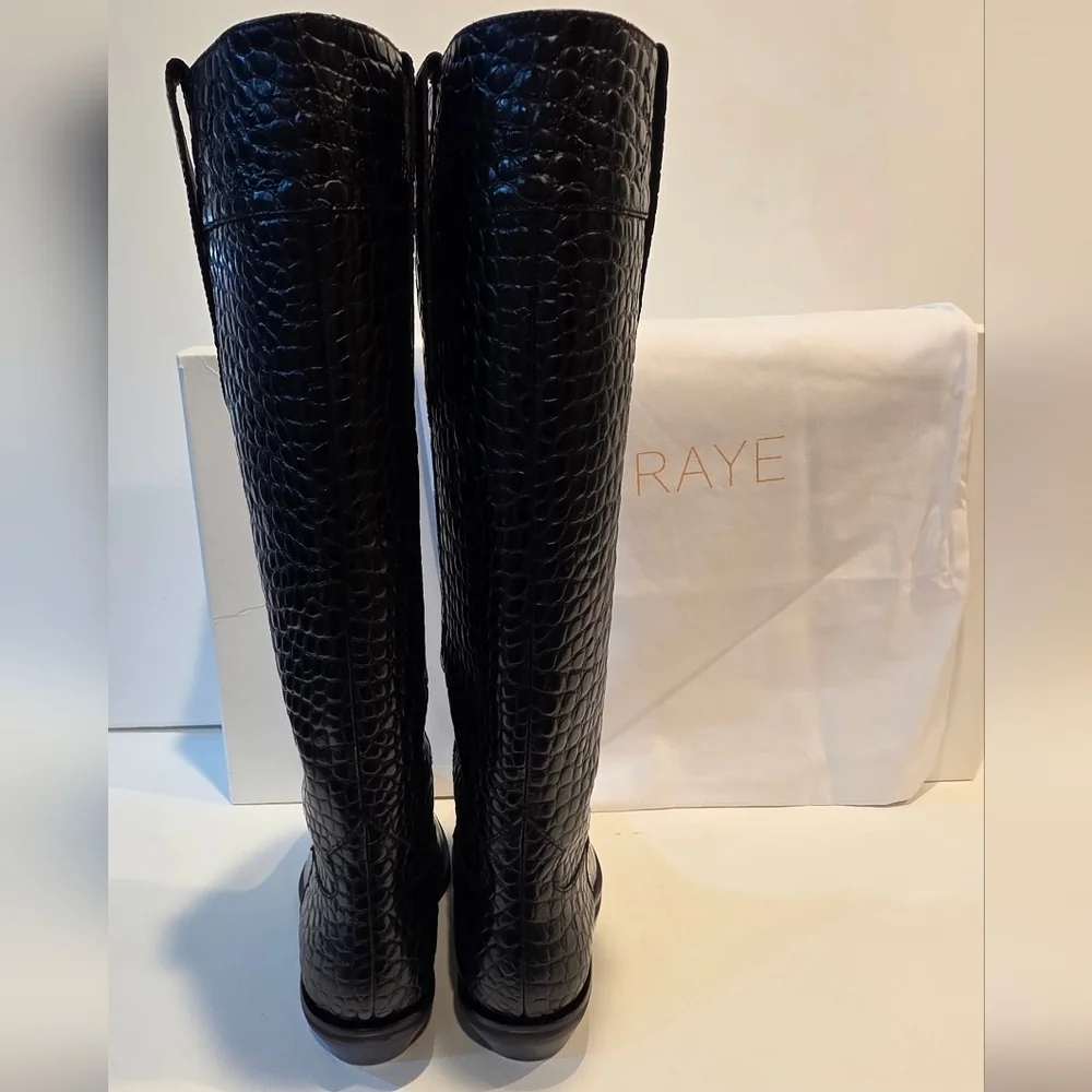 Raye Vervier Boot in Black Croc Embossed Leather